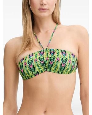 Chantelle Graphic-Print Halterneck Bikini Top - Green