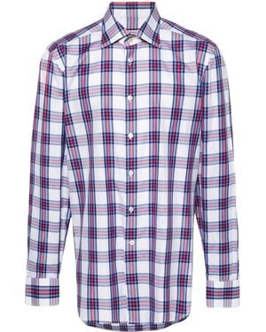 Kiton Checked Cotton Shirt - Blue