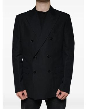 Dolce & Gabbana Double-Breasted Linen Blazer - Black