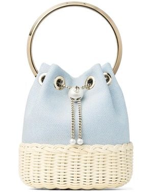 Jimmy Choo Wicker Handle Bucket Bag - Blue