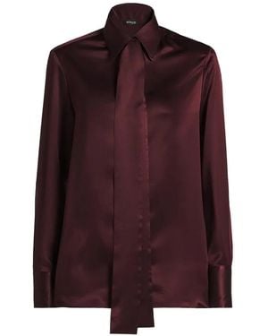Kiton Chemise En Soie À Col Noué - Violet