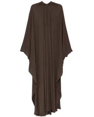 Tom Ford Gathered Maxi Silk Dress - Brown