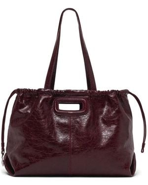 Maje M Tote Leather Tote Bag - Purple