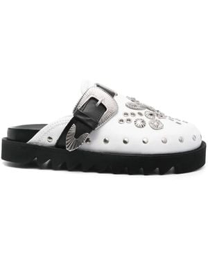Toga Metal-Eyelet Mules - White