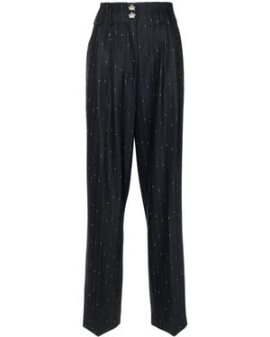 Genny High-Waisted Pinstriped Trousers - Blue