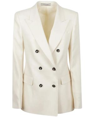 Tagliatore Parigi Double-Breasted Peak-Lapel Blazer - White
