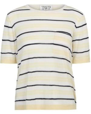 Twp Striped Chest-Pocket T-Shirt - White