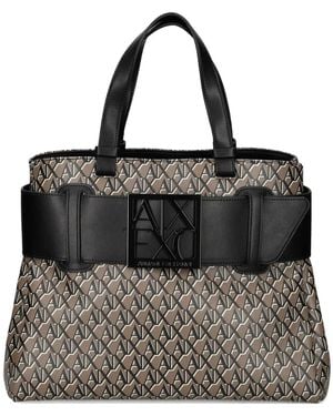 ARMANI EXCHANGE Logo-Buckle Tote Bag - Black