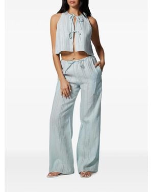 Kiki de Montparnasse Striped Tie-Waist Trousers - White
