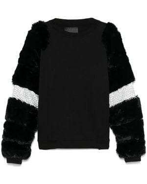 Loulou Faux Fur-Sleeves Sweatshirt - Black