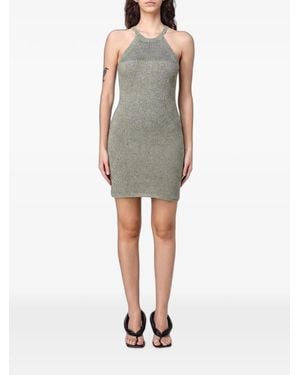 Emporio Armani Robe Courte En Maille À Dos Nu - Green