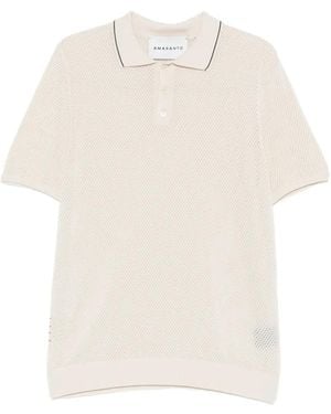 Amaranto Perforated-Knit Polo Shirt - White