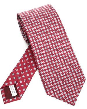Ferragamo Corbata Gancini Con Tortugas Estampadas - Rojo