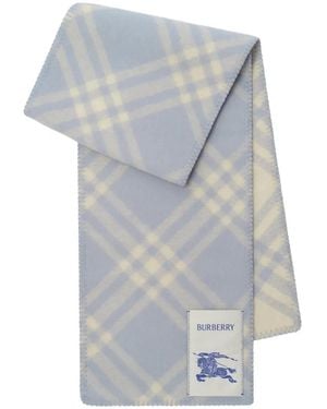 Burberry Check Brushed Wool Scarf - Grey