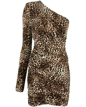 Alexandre Vauthier One-Shoulder Leopard-Print Minidress - Black