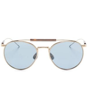 Brunello Cucinelli Metallic Round-Frame Sunglasses - Blue