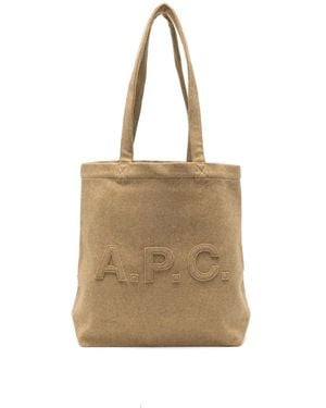 A.P.C. Trapèze Logo-Patch Tote Bag - Natural
