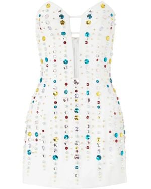 Genny Crystal-Embellished Mini Dress - White