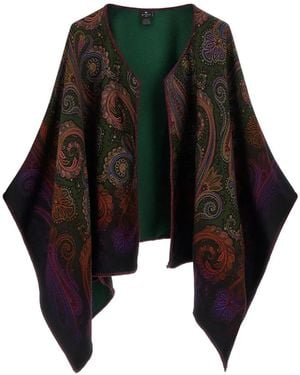 Etro Wendbares Woll-Cape Mit Degradé-Paisley-Motiv - Schwarz
