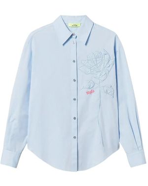 Twinset X Myfo Floral-Embroidered Shirt - Blue