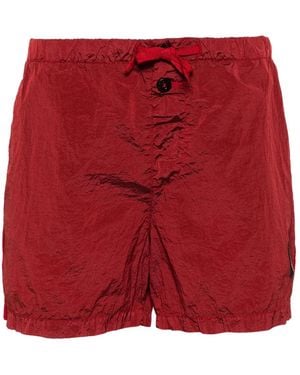 Stone Island Short De Bain À Patch Compass - Red