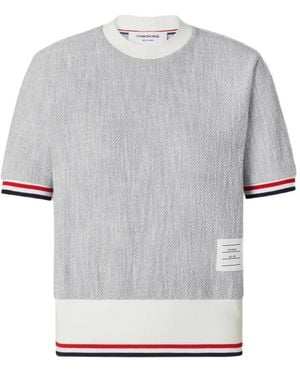 Thom Browne T-Shirt Mit Rwb-Streifen - Grau
