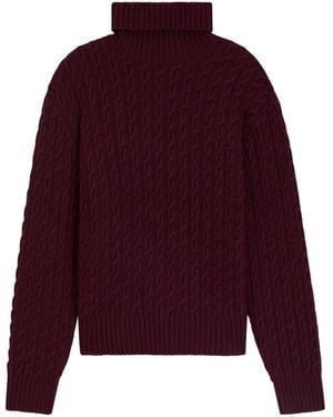 BOSS Cable-Knit Turtleneck Sweater - Red
