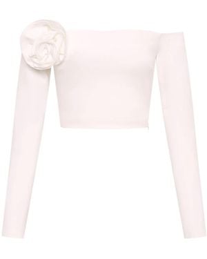 Nicholas Elaina Floral-Rosette Off-Shoulder Top - Pink