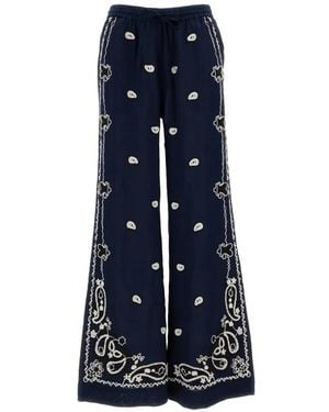 P.A.R.O.S.H. Embroidered Wide-Leg Pants - Blue