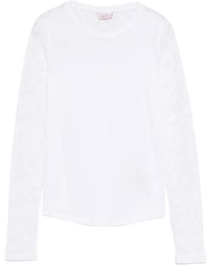 Deha Lace-Sleeves T-Shirt - White