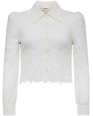 L'Agence Anita Lace Puff-Sleeve Shirt - White