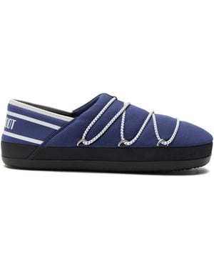 Moon Boot Logo-Band Flat Slippers - Blue