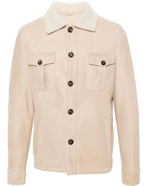 Eleventy Giacca-Camicia Con Shearling - Neutro