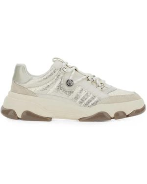 Pinko Panelled Glitter-Effect Sneakers - White