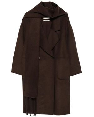 ViCOLO Fringed-Hem Coat - Brown