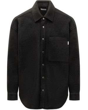 AMISH Button-Fastening Patch-Pocket Shirt - Black