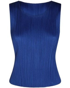 Pleats Please Issey Miyake Pleated Sleeveless Top - Blue