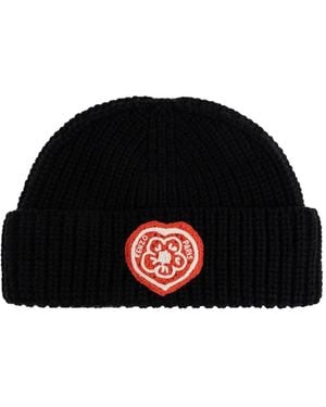 KENZO Logo Patch Beanie - Black