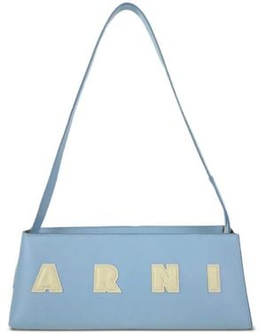 Marni Museo Logo-Detail Leather Shoulder Bag - Blue