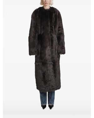 TOTEME Long Shearling Coat - Black