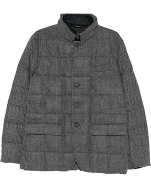 Fay Checked Flap-Pocket Coat - Gray