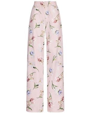 Oscar de la Renta Floral-Print Poplin Trousers - Pink