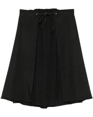 Moncler Falda Midi Con Cordones Y Detalle A Capas - Negro