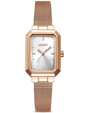 DKNY Eckige Armbanduhr Aus Mesh 22Mm - Weiß