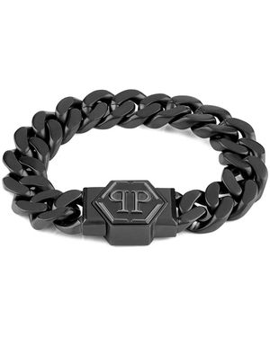 Philipp Plein Bracelet Hexagon En Maille Gourmette - Black