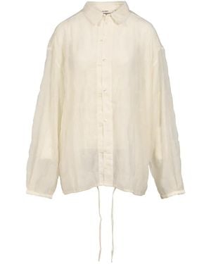 GLOWNY Coastal Textured Drawstring Shirt - White