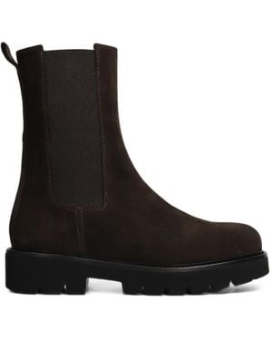 Anna F. Bottines En Daim À Semelle Épaisse - Black