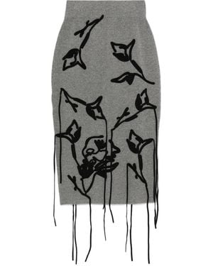 Erdem Kokerrok Met Bloemenprint - Grijs