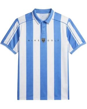 Nike Fairway Striped Logo-Patch Polo Shirt - Blue
