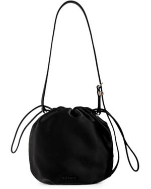 ROTATE BIRGER CHRISTENSEN Sequin-Embellished Floral-Applique Bucket Bag - Black